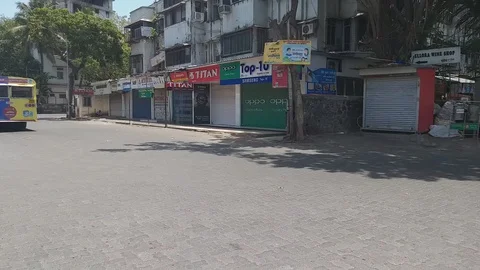 Lockdown at Mumbai City Stock Footage 129820469