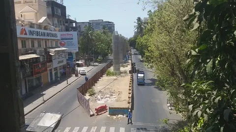 Lockdown at Mumbai City Stock Footage 129820532