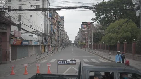 LOCKDOWN NEPAL: NEW ROAD Stock Footage 138976574
