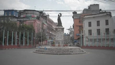 LOCKDOWN NEPAL: NEW ROAD Stock Footage 138976802