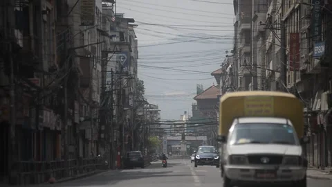 LOCKDOWN NEPAL: NEW ROAD 스톡 동영상 138978304