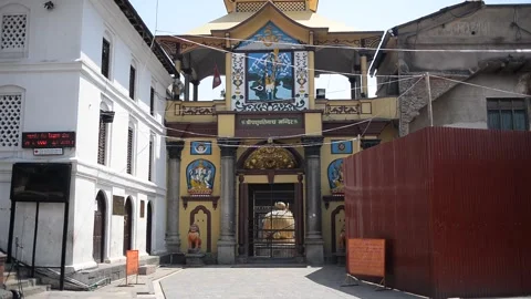 LOCKDOWN NEPAL: PASHUPATI TEMPLE Stock Footage 138974730