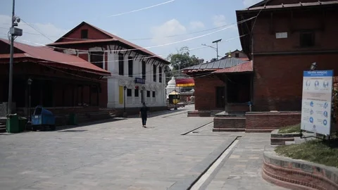 LOCKDOWN NEPAL: PASHUPATI TEMPLE Stock Footage 138974754