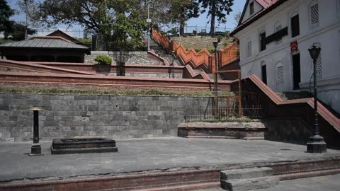 LOCKDOWN NEPAL: PASHUPATI TEMPLE Stock Footage 138974818
