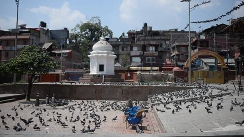 LOCKDOWN NEPAL: PASHUPATI TEMPLE Stock Footage 138974927