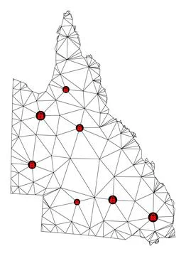 Lockdown Polygonal 2D Mesh Vector Map of Australian Queensland Illustrazione stock