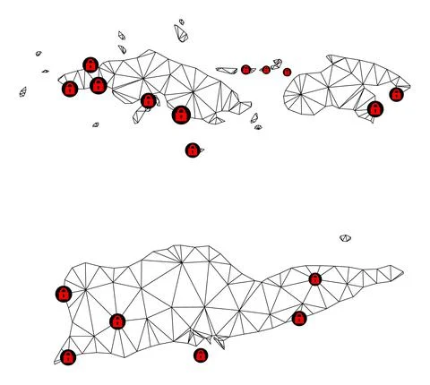Lockdown Polygonal 2D Mesh Vector Map of American Virgin Islands Stock Illustration