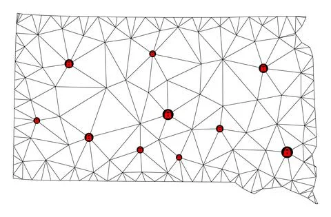 Lockdown Polygonal 2D Mesh Vector Map of South Dakota State Stock Illustration