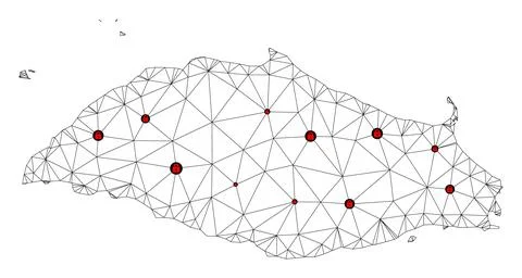Lockdown Polygonal 2D Mesh Vector Map of Isla La Tortuga Ilustración de archivo