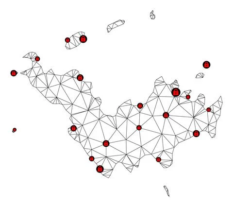 Lockdown Polygonal 2D Mesh Vector Map of Saint Barthelemy Stock Illustration