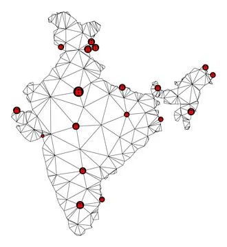 Lockdown Polygonal 2D Mesh Vector Map of India Stock Illustration