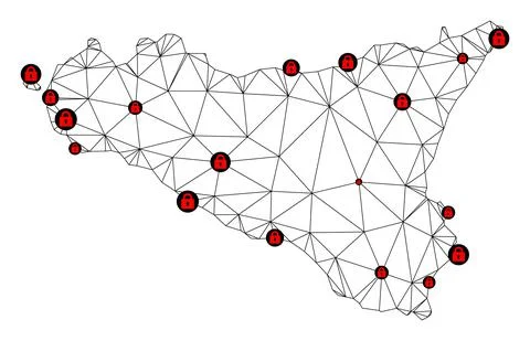 Lockdown Polygonal 2D Mesh Vector Map of Sicilia Island Stock Illustration