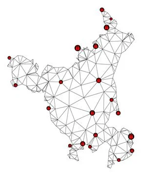Lockdown Polygonal 2D Mesh Vector Map of Haryana State Stock Illustration