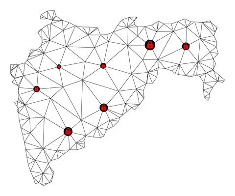 Lockdown Polygonal 2D Mesh Vector Map of Maharashtra State Stock Illustration