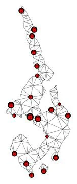 Lockdown Polygonal 2D Mesh Vector Map of Koh Phi Leh Stock Illustration