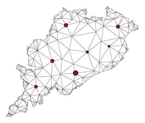 Lockdown Polygonal 2D Mesh Vector Map of Odisha State Stock Illustration