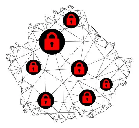 Lockdown Polygonal 2D Mesh Vector Map of Cuenca Province Illustrazione stock