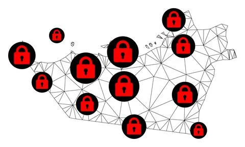 Lockdown Polygonal 2D Mesh Vector Map of Abu Dhabi Emirate Stock Illustration
