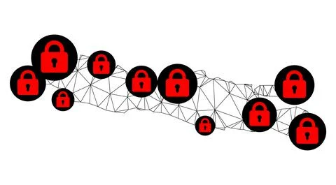 Lockdown Polygonal 2D Mesh Vector Map of Java Island Stock-Illustration