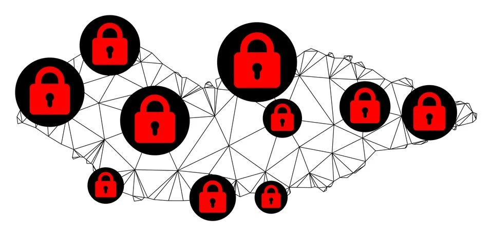 Lockdown Polygonal 2D Mesh Vector Map of Socotra Island Stock Illustration