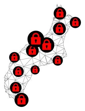 Lockdown Polygonal 2D Mesh Vector Map of Niihau Island Stock Illustration