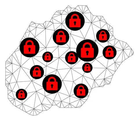 Lockdown Polygonal 2D Mesh Vector Map of Alegranza Island Illustrazione stock