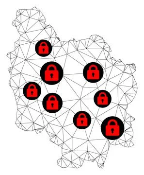 Lockdown Polygonal 2D Mesh Vector Map of Burgundy Province イラスト素材