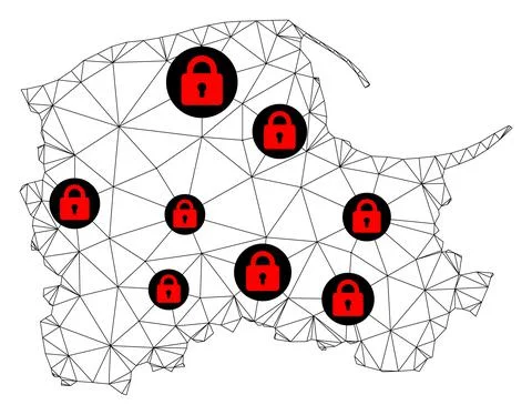 Lockdown Polygonal 2D Mesh Vector Map of Pomerania Province Stock Illustration
