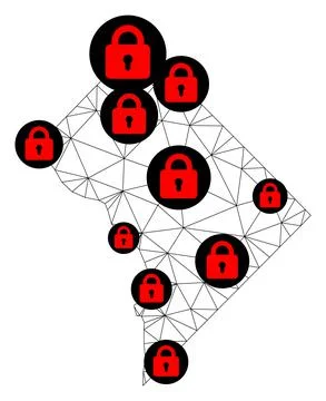 Lockdown Polygonal 2D Mesh Vector Map of District Columbia Stock Illustration