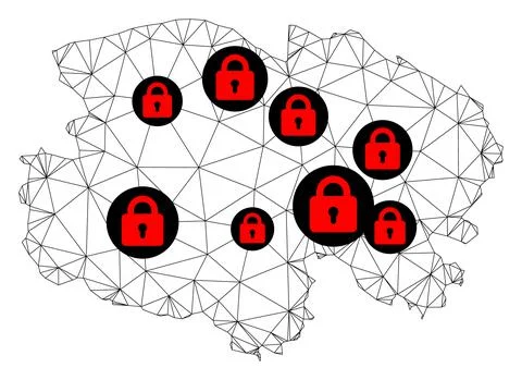 Lockdown Polygonal 2D Mesh Vector Map of Qinghai Province Stock Illustration