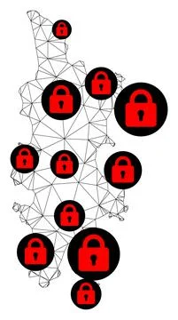 Lockdown Polygonal 2D Mesh Vector Map of Phuket Stock Illustration