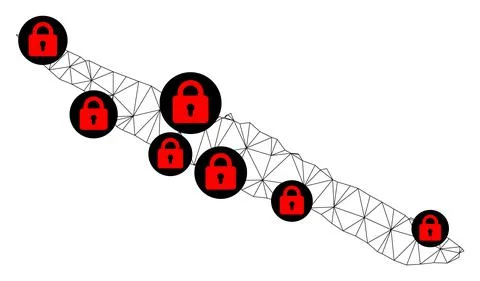 Lockdown Polygonal 2D Mesh Vector Map of Sao Jorge Island Stock Illustration
