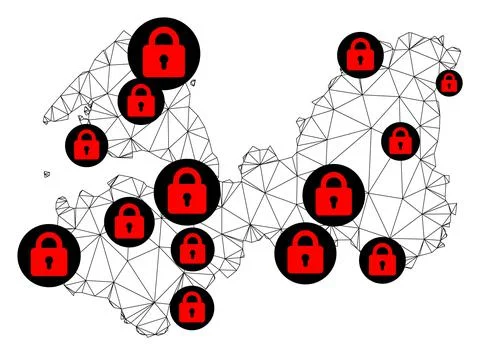 Lockdown Polygonal 2D Mesh Vector Map of Leningrad Region Stock Illustration
