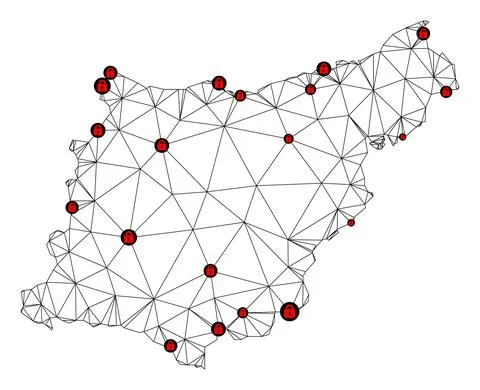 Lockdown Polygonal Carcass Mesh Vector Map of Gipuzkoa Province Illustrazione stock