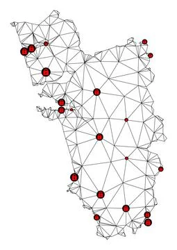 Lockdown Polygonal Carcass Mesh Vector Map of Goa State Stock Illustration