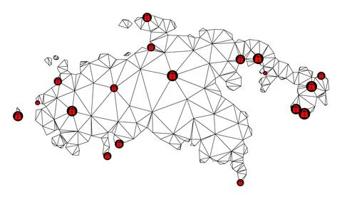Lockdown Polygonal Carcass Mesh Vector Map of Saint John Island Stock Illustration
