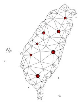 Lockdown Polygonal Carcass Mesh Vector Map of Taiwan Stock Illustration