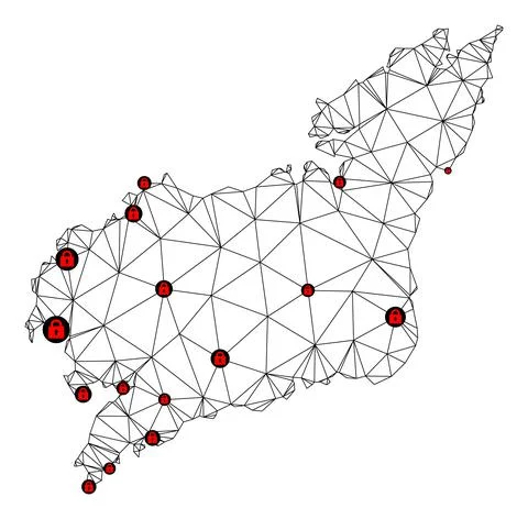 Lockdown Polygonal Carcass Mesh Vector Map of La Coruna Province Stock Illustration
