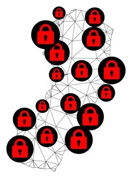 Lockdown Polygonal Carcass Mesh Vector Map of Espirito Santo State Stock Illustration