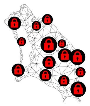 Lockdown Polygonal Carcass Mesh Vector Map of Barbuda Island Stock Illustration