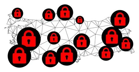 Lockdown Polygonal Carcass Mesh Vector Map of Turkey イラスト素材