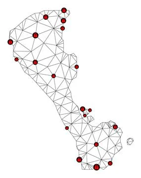 Lockdown Polygonal Network Mesh Vector Map of Boracay Island Stock Illustration