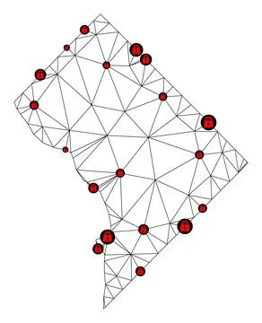 Lockdown Polygonal Network Mesh Vector Map of District Columbia Stock Illustration