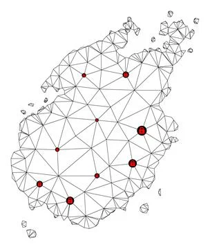 Lockdown Polygonal Network Mesh Vector Map of Paros Island Illustrazione stock
