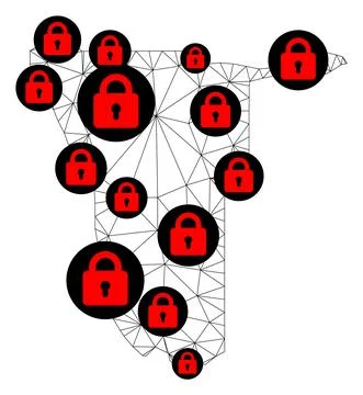 Lockdown Polygonal Network Mesh Vector Map of Namibia Illustrazione stock
