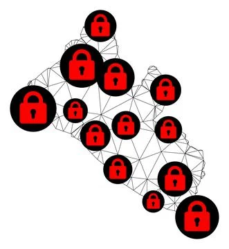 Lockdown Polygonal Network Mesh Vector Map of Liberia Stock Illustration