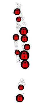 Lockdown Polygonal Network Mesh Vector Map of Maldives Stock Illustration
