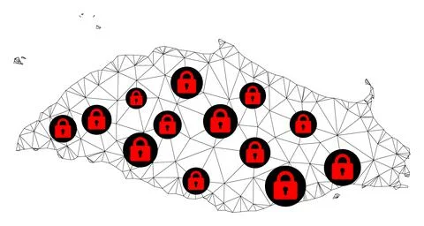 Lockdown Polygonal Network Mesh Vector Map of Isla La Tortuga Ilustración de archivo
