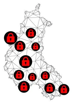 Lockdown Polygonal Network Mesh Vector Map of Champagne Province Stock Illustration