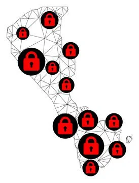 Lockdown Polygonal Network Mesh Vector Map of Boracay Island Stock Illustration